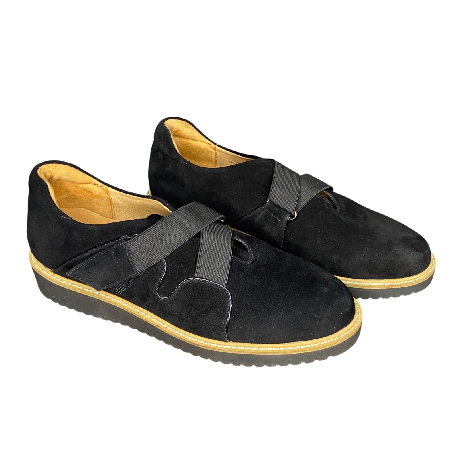 L'amour Des Pieds Yocco Black Suede Leather Comfort Cross Strap Shoe Size 8.5